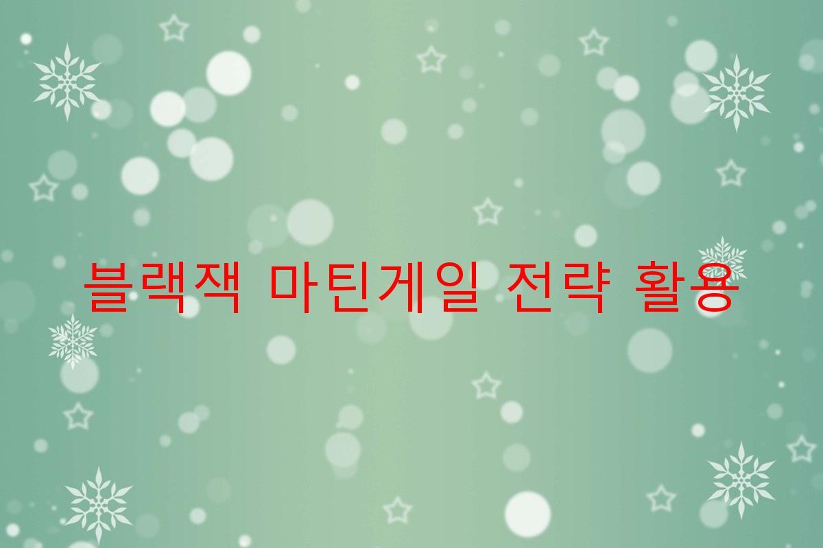 블랙잭 마틴게일 전략 활용