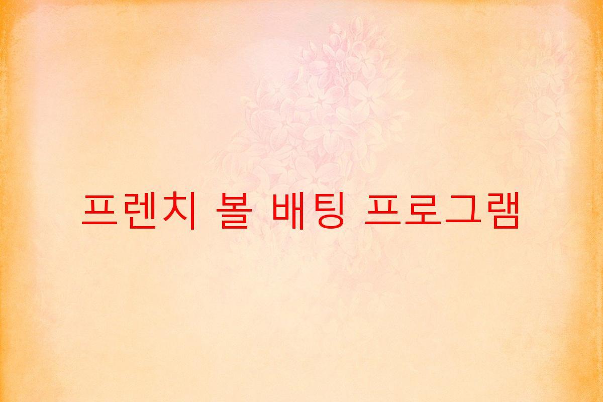 프렌치 볼 배팅 프로그램